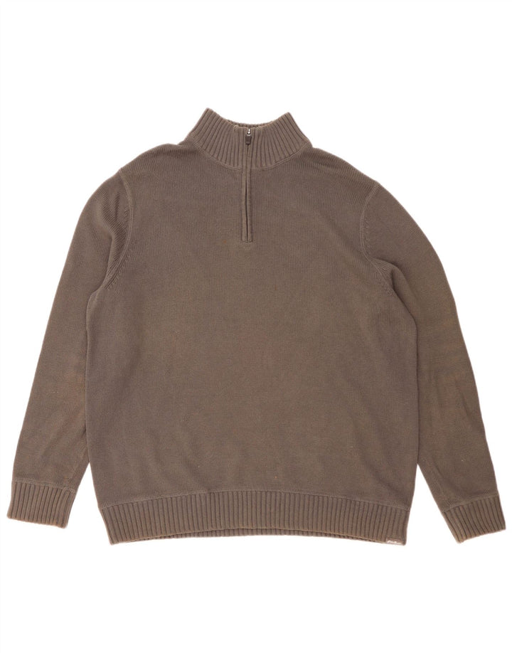 EDDIE BAUER Pull col zippé homme XL gris coton