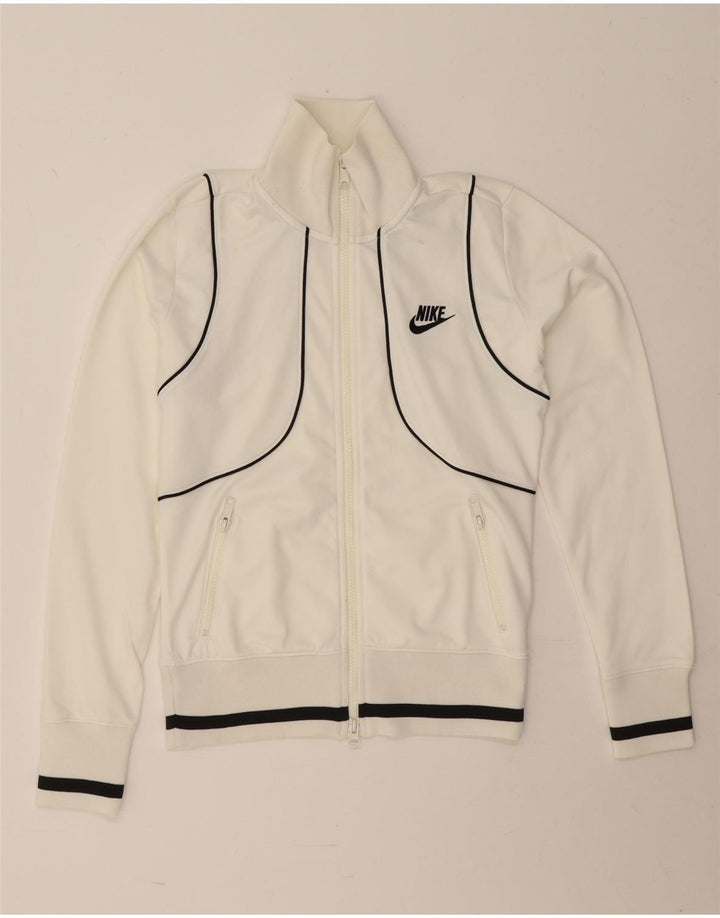 Nike Veste de survêtement pour femme UK 8/10 Petit Blanc Polyester