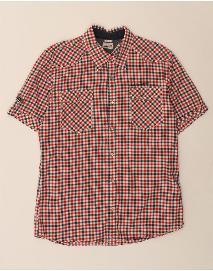 TOMMY HILFIGER Chemise à Manches Courtes Heritage Homme XL Rouge à Carreaux Coton
