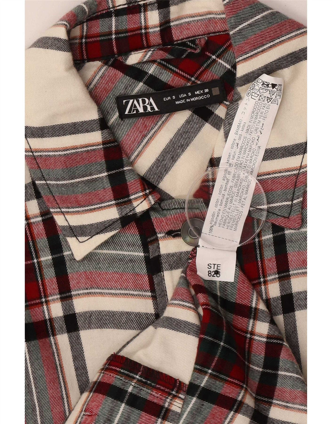 Zara Veste utilitaire surdimensionnée pour femme UK 10 Petit carreaux multicolores
