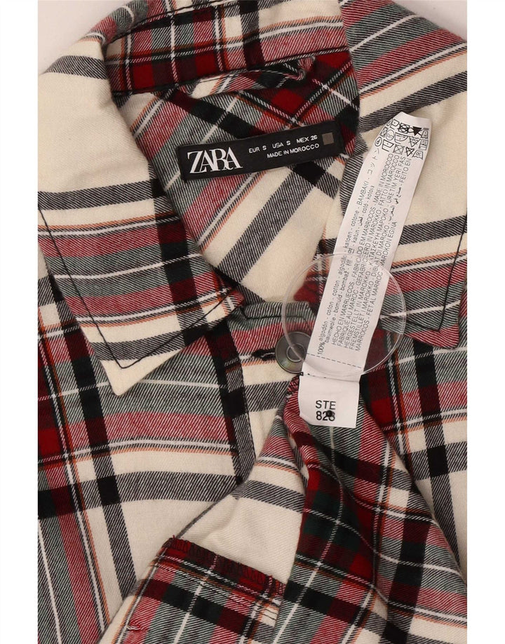 Zara Veste utilitaire surdimensionnée pour femme UK 10 Petit carreaux multicolores