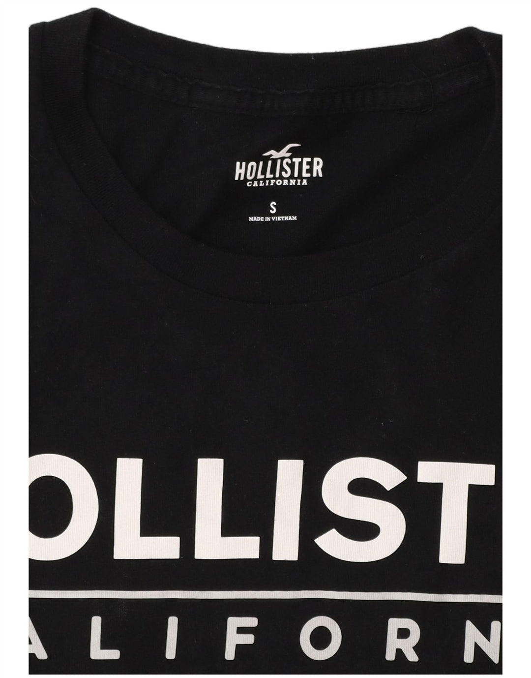 HOLLISTER Haut T-Shirt Graphique Homme Small Noir Colourblock