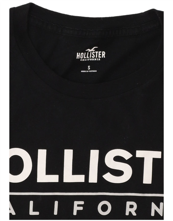 HOLLISTER Haut T-Shirt Graphique Homme Small Noir Colourblock