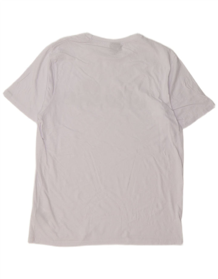 Ellesse T-shirt graphique pour femme UK 14 en coton blanc moyen