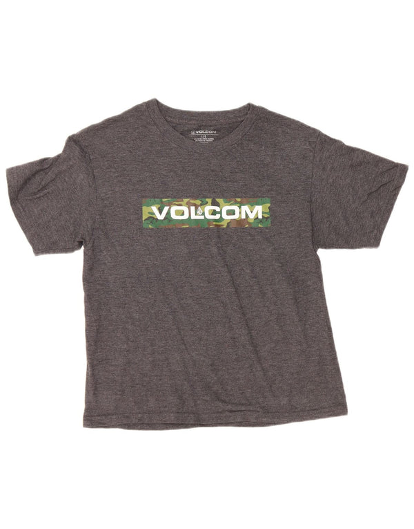 Volcom T-shirt graphique pour femme UK 14 Large Gris Coton