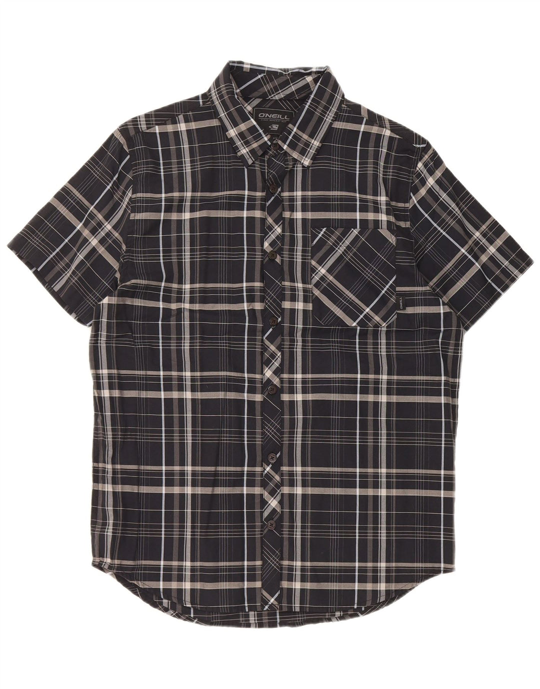 O'Neill Chemise à manches courtes pour hommes en coton à carreaux noir moyen