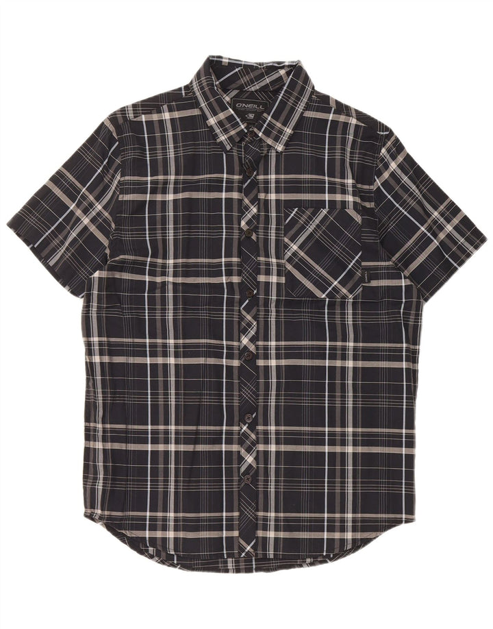 O'Neill Chemise à manches courtes pour hommes en coton à carreaux noir moyen