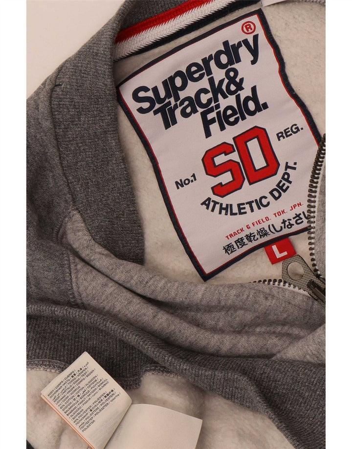 Superdry Veste de survêtement graphique pour hommes, grand, gris, coton color block