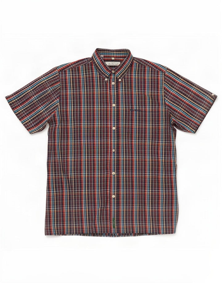 Ben Sherman Chemise à manches courtes pour homme XL en coton à carreaux multicolores