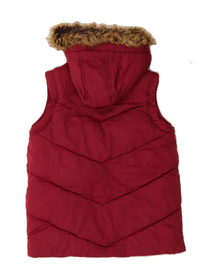 FAT FACE Boys Hooded Padded Gilet 10-11 Years Red Polyester Vintage Fat Face and Second-Hand Fat Face from Messina Hembry 