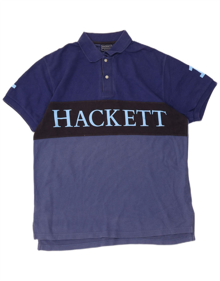 Hackett Polo Graphique Homme Large Bleu Marine Colorblock Coton