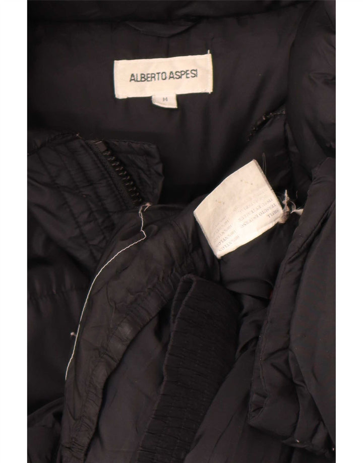 Alberto Aspesi Veste matelassée à capuche pour homme UK 38 Medium Black Nylon