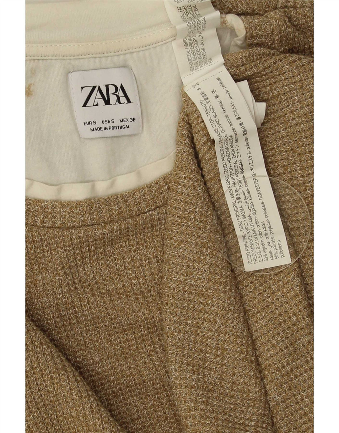 Zara Homme Top Manches Longues Petit Coton Beige