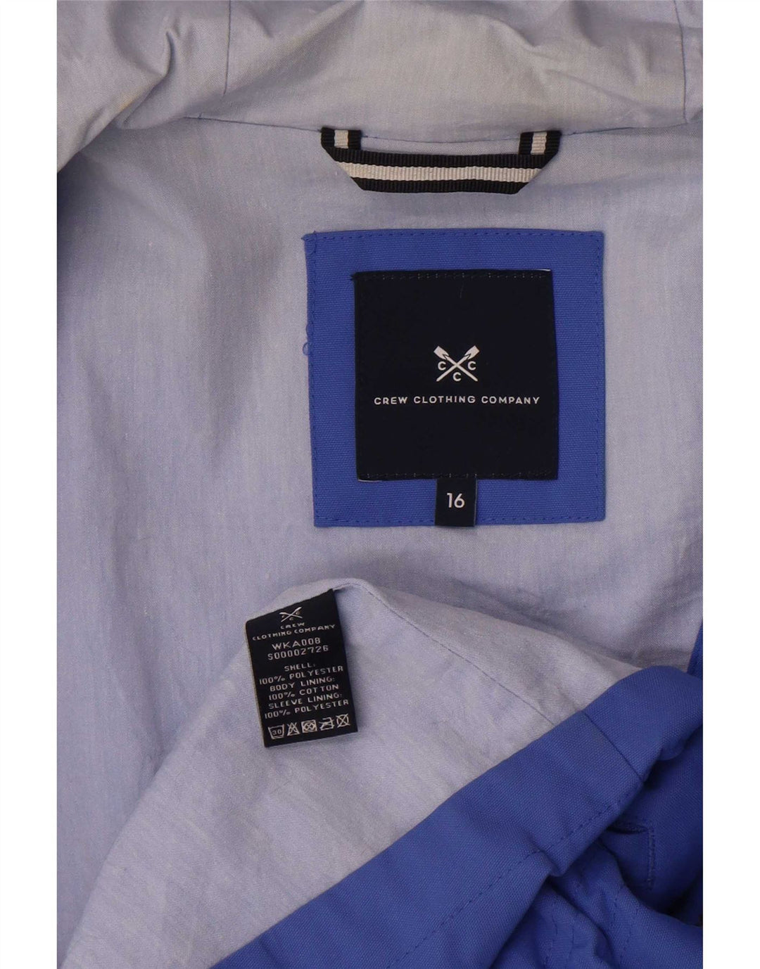 Crew Clothing Veste de pluie à capuche pour femme UK 16 Large Bleu Polyester