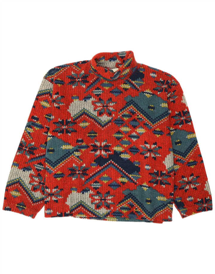 COLMAR Pull col roulé en polaire pour homme 2XL Rouge Fair Isle