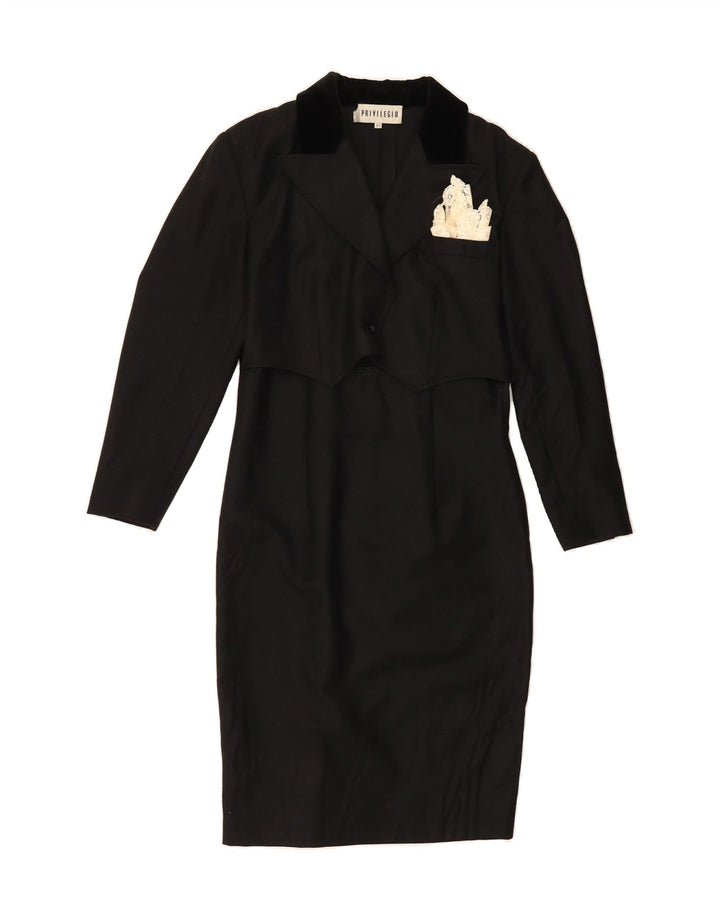 PRIVILEGIO Womens Sheath Dress IT 44 Medium Black Virgin Wool Vintage Privilegio and Second-Hand Privilegio from Messina Hembry 
