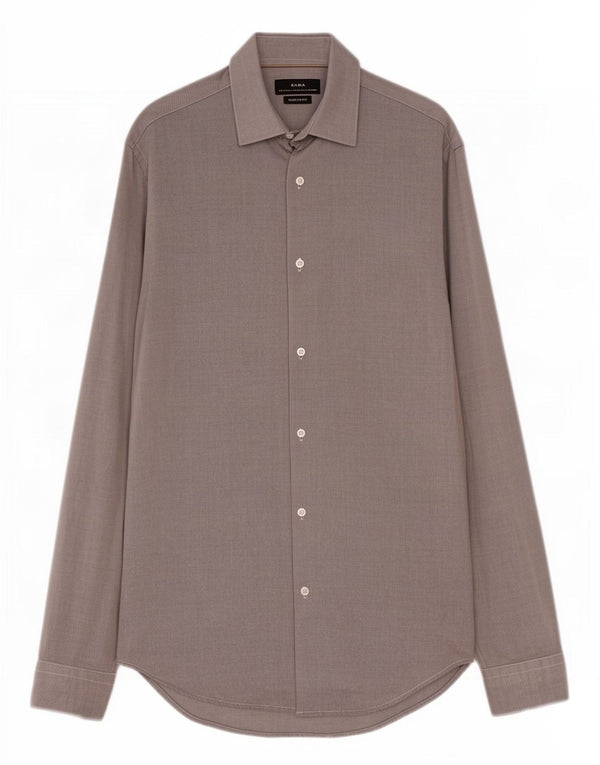 Zara Chemise Regular Fit Homme Gris Moyen Coton