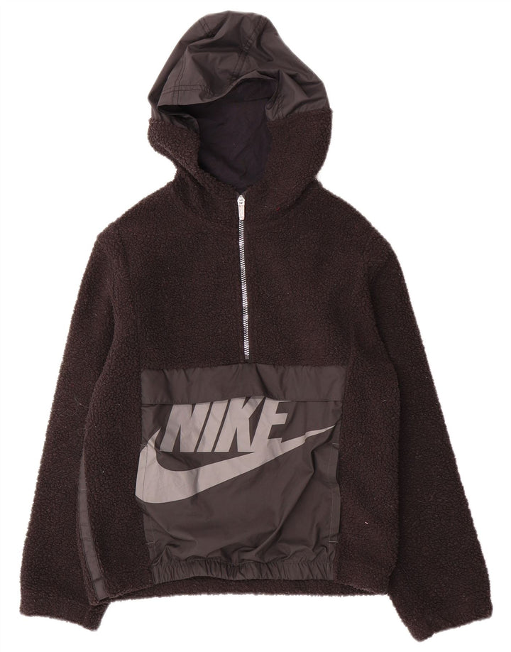 Nike Garçon Graphic Zip Neck Fleece Jumper 10-11 ans Noir Moyen Polyester