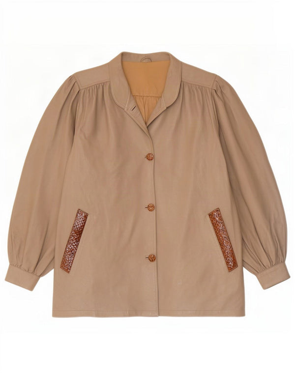 Lavorazione Artigiana Veste en cuir pour femme UK 14 Beige moyen imprimé animal