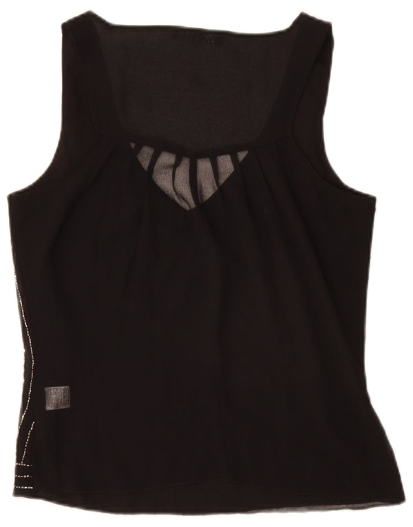 JANE NORMAN Chemisier sans manches pour femme UK 8 Petit Noir Rayé