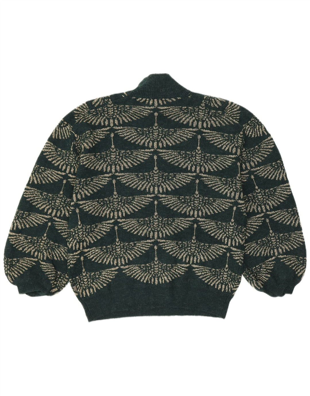 vintage Femmes Turtle Neck Jumper Pull UK 14 Vert Moyen