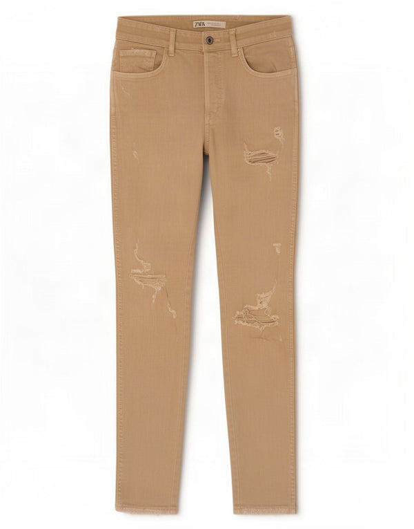 Zara Jean skinny vieilli pour homme EU 40 Medium W31 L30 Beige