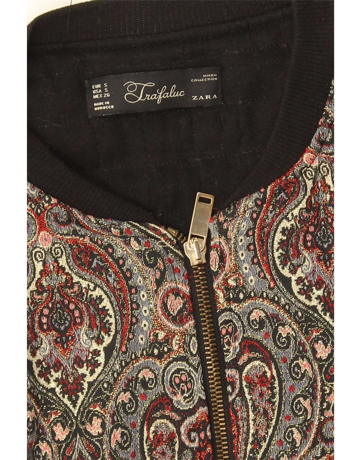 Zara Womens Crop Bomber Jacket UK 10 Petit Paisley multicolore