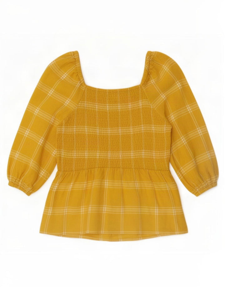 Marks & Spencer Chemisier à manches 3/4 pour femme UK 44, jaune moyen à carreaux