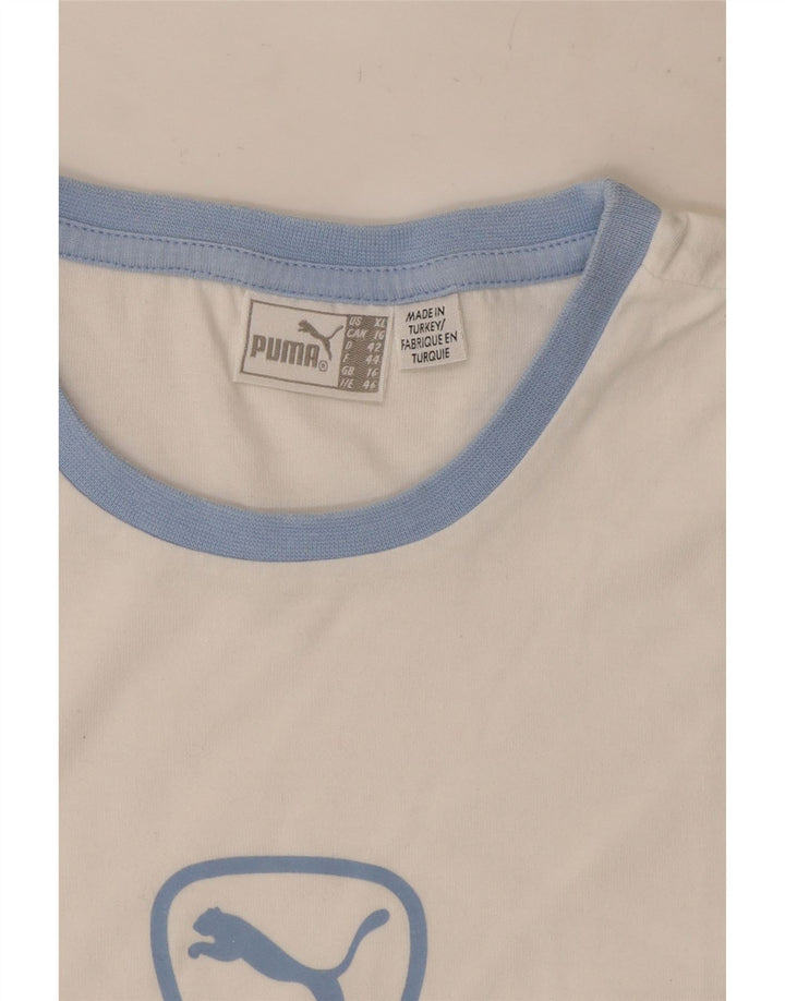 Puma T-shirt graphique pour femme UK 14 Blanc moyen