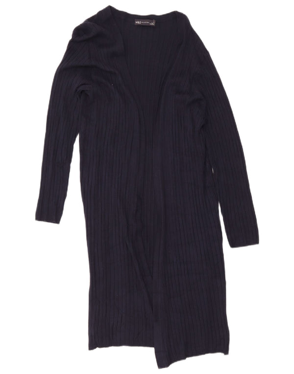 Marks & Spencer Pull cardigan long pour femme UK 12 Bleu marine moyen