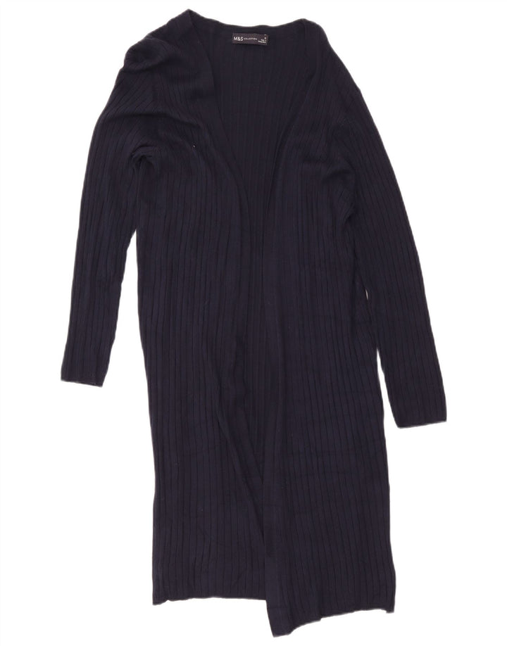Marks & Spencer Pull cardigan long pour femme UK 12 Bleu marine moyen