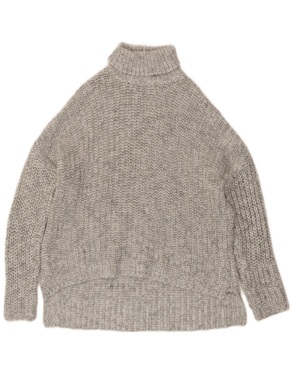 Zara Pull surdimensionné à col roulé pour femme UK 14 Gris moyen moucheté
