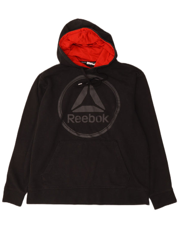 Reebok Pull à capuche graphique homme grand noir coton