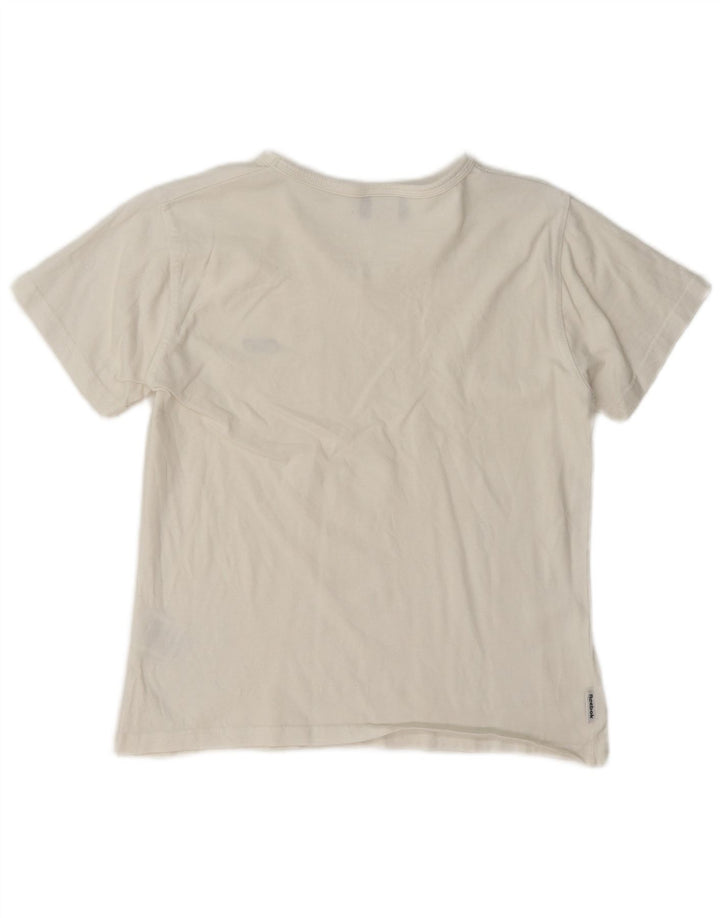 Reebok T-Shirt Femme Top UK 14 Large Blanc Coton