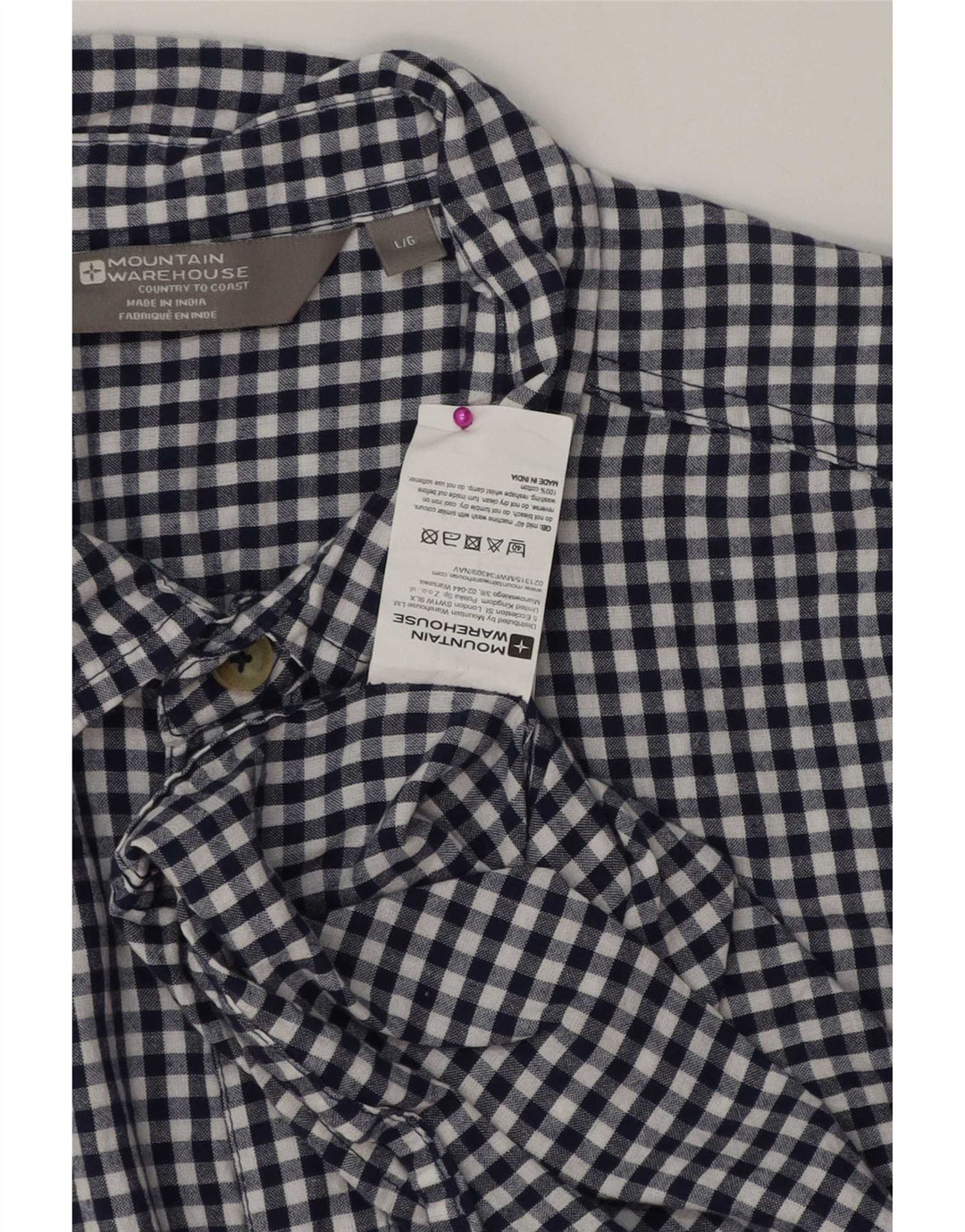 Mountain Warehouse Chemise à manches courtes pour homme en coton vichy bleu marine Taille L