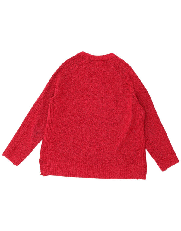 Marks & Spencer Womens Boat Neck Jumper Sweater UK 14 Medium Red Flecked