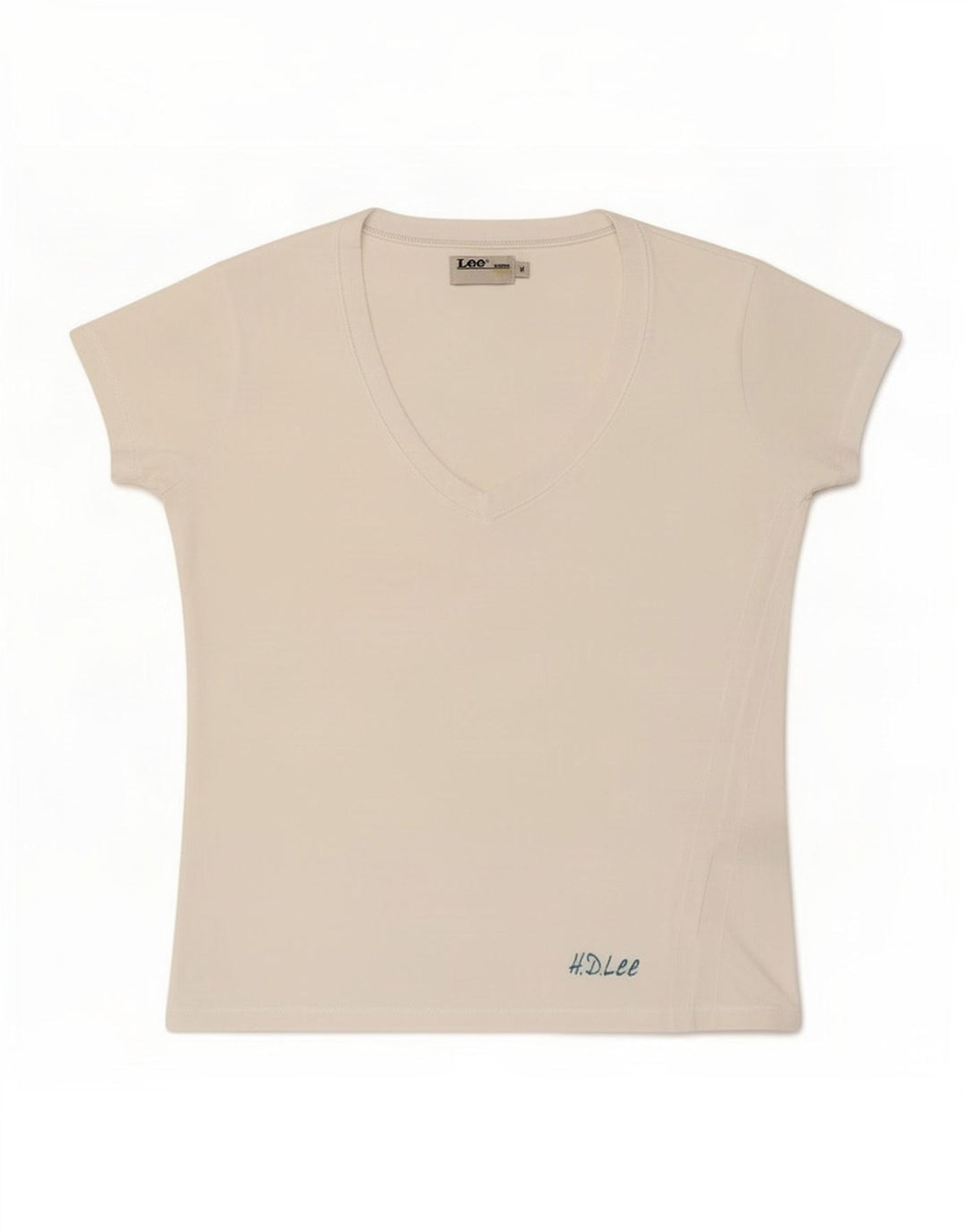 Lee T-Shirt Femme Top UK 12 Coton Blanc Moyen