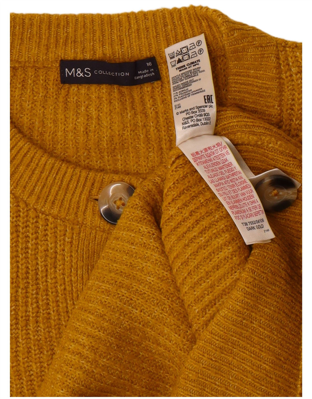 Marks & Spencer Pull cardigan surdimensionné pour femme UK 16 Large Jaune