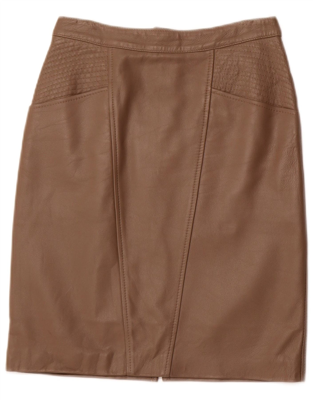 VINTAGE Jupe en cuir taille haute femme IT 42 Medium W26 Cuir marron