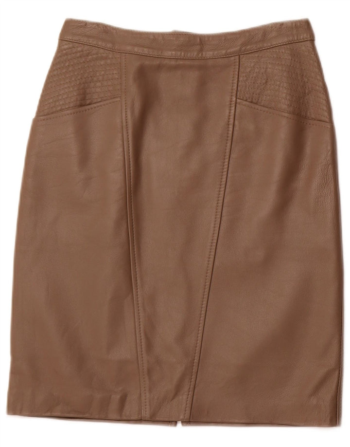 VINTAGE Jupe en cuir taille haute femme IT 42 Medium W26 Cuir marron