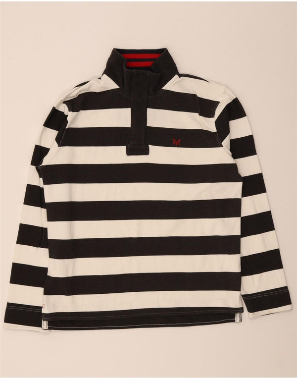 Crew Clothing Sweat-shirt à col zippé pour homme en coton rayé noir moyen
