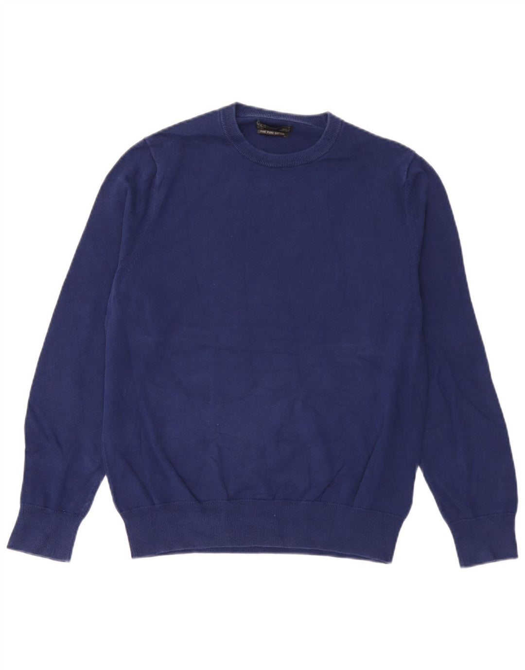Massimo Dutti Pull col rond homme en coton bleu moyen