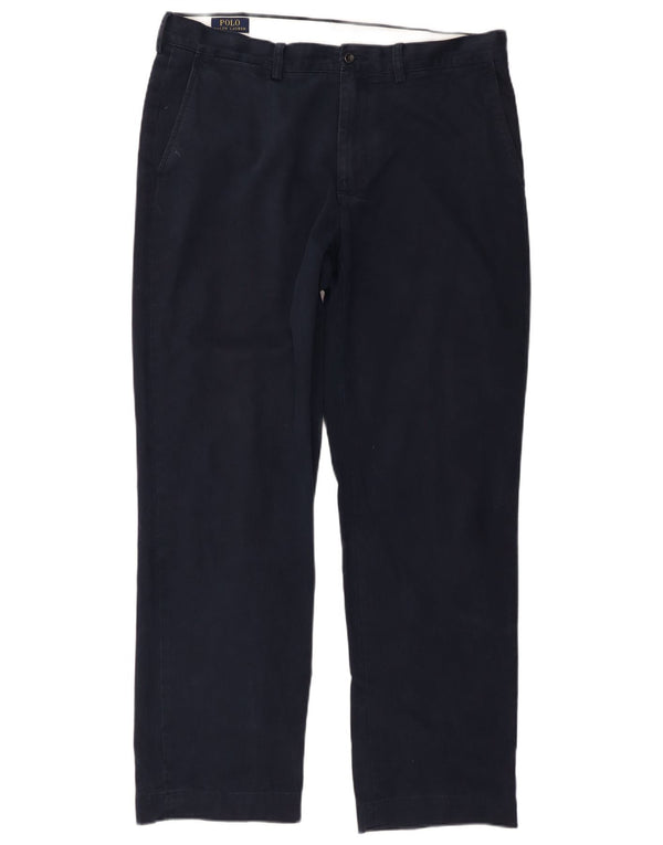 Polo Ralph Lauren Mens Straight Chino Trousers W36 L31 Navy Blue Cotton