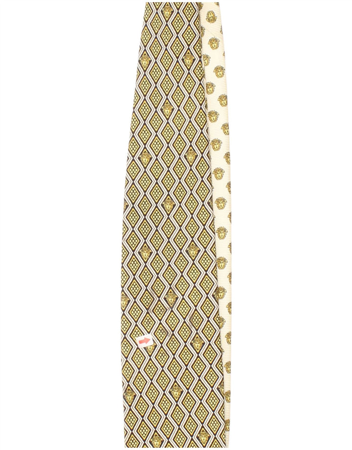 Gianni Versace Cravate Homme Taille Unique Jaune Géométrique Soie Designer