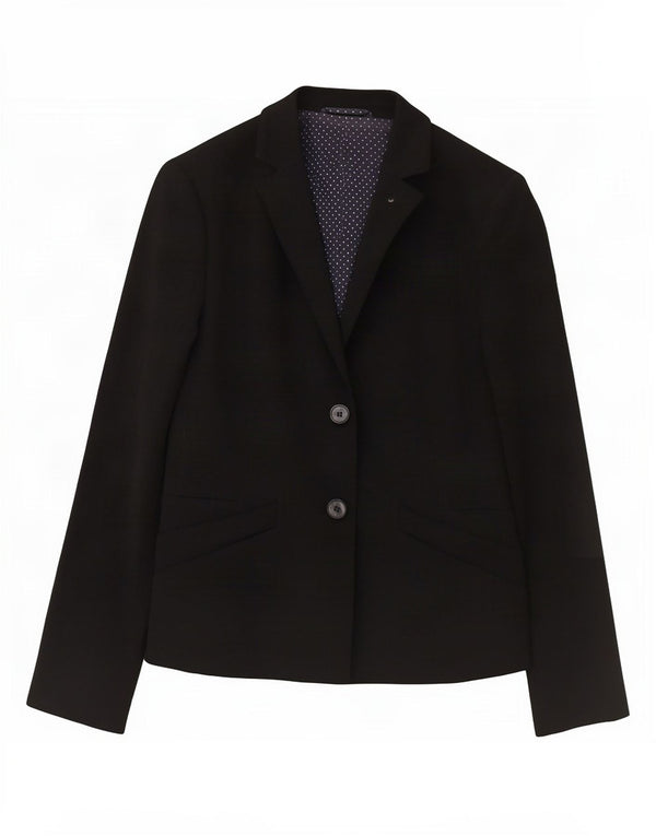 Jigsaw Veste Blazer 2 Boutons Femme UK 10 Petit Noir Polyester
