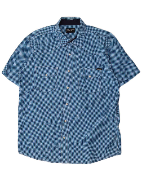 Wrangler Chemise à manches courtes pour homme Grand coton géométrique bleu