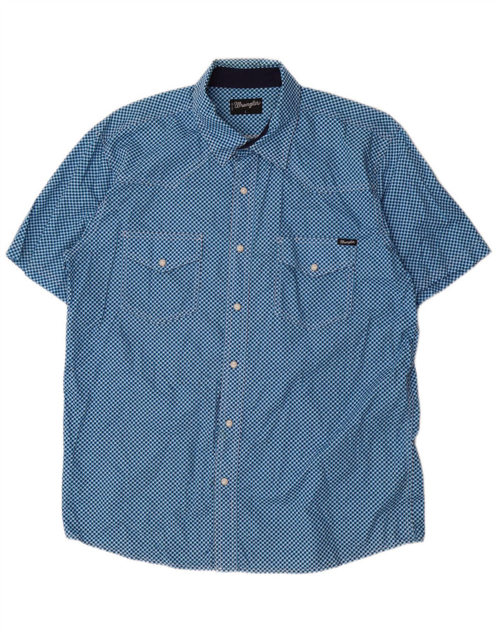 Wrangler Chemise à manches courtes pour homme Grand coton géométrique bleu