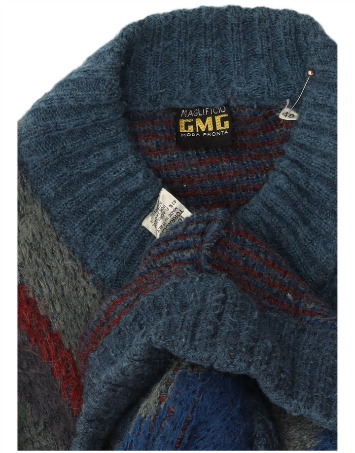 Maglificio Pull Cardigan Homme IT 48 Acrylique Géométrique Bleu Moyen
