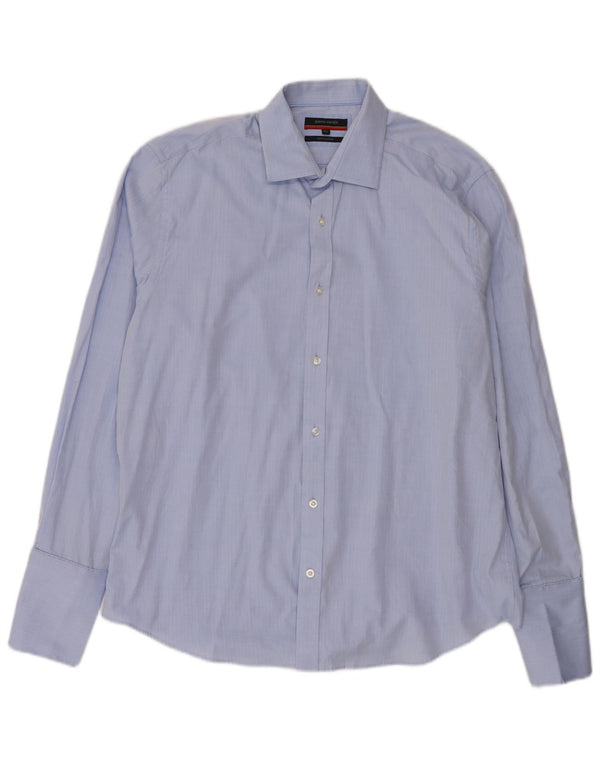 Pierre Cardin Chemise formelle pour homme Taille 16 1/2 Grand coton à chevrons bleu