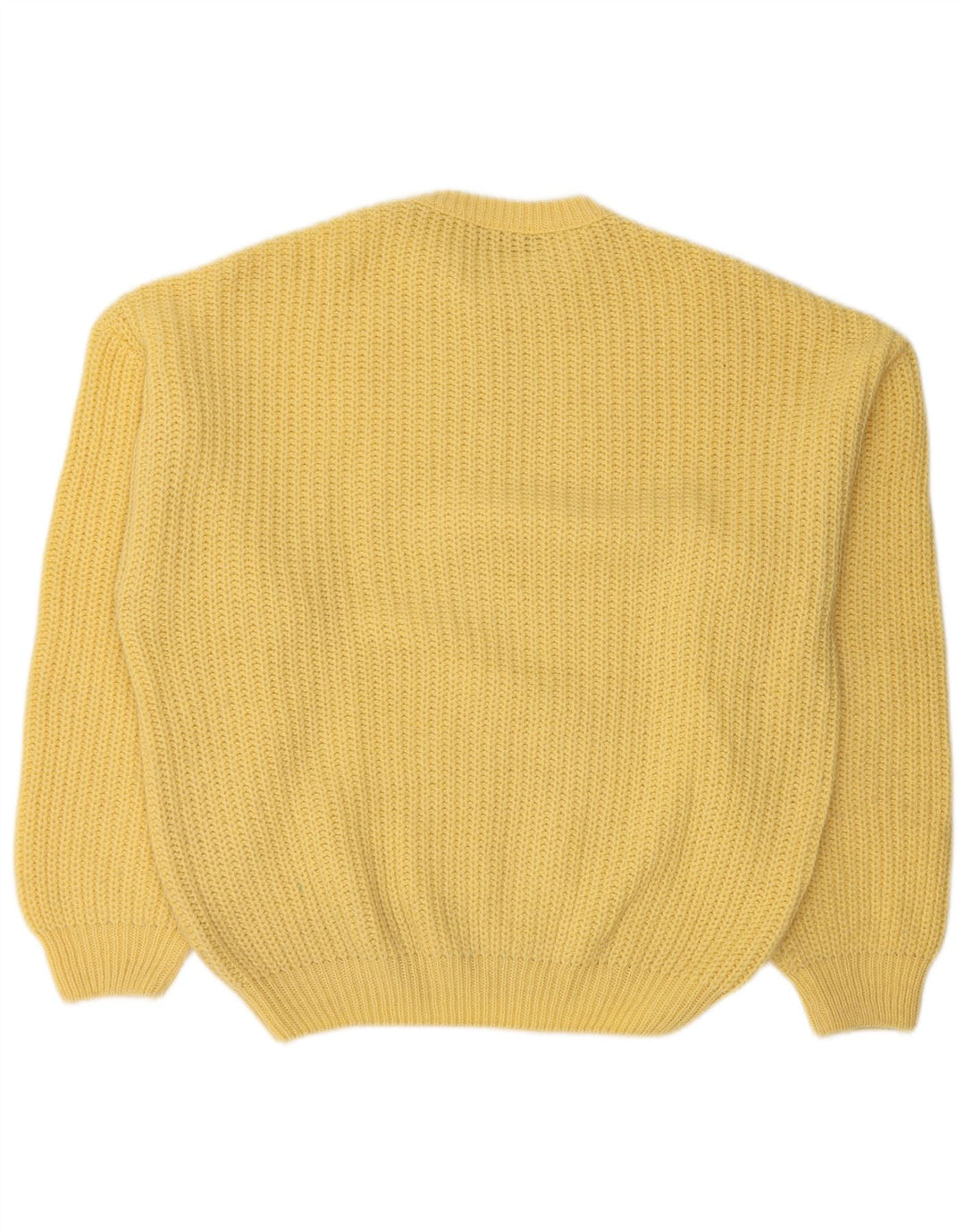 STEFANEL Pull col rond homme XL laine jaune